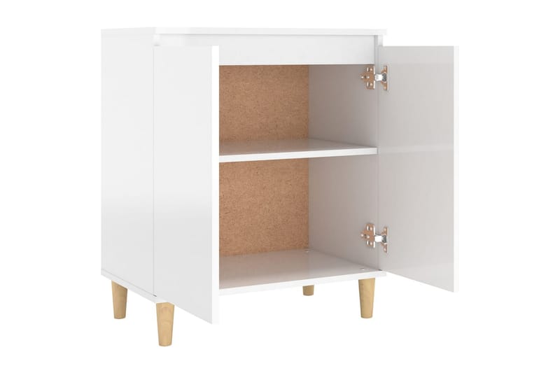 Skjenk med ben i heltre høyglans hvit 60x35x70 cm sponplate - Hvit - Oppbevaring - Oppbevaringsmøbler - Sideboard & skjenker