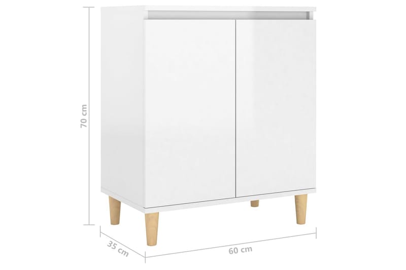 Skjenk med ben i heltre høyglans hvit 60x35x70 cm sponplate - Hvit - Oppbevaring - Oppbevaringsmøbler - Sideboard & skjenker