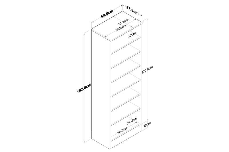 Hooda Highboard 59,8x182,8 cm Hvit - Hanah Home - Oppbevaring - Skap - Oppbevaringsskap