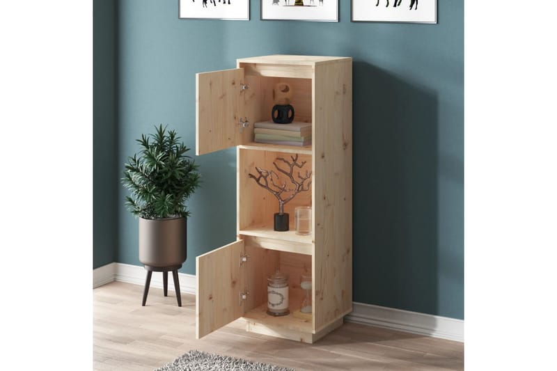 beBasic Highboard 38x35x117 cm heltre furu - Brun - Oppbevaring - Skap - Oppbevaringsskap