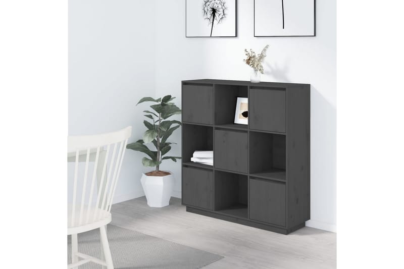 beBasic Highboard grå 110,5x35x117 cm heltre furu - GrÃ¥ - Oppbevaring - Skap - Oppbevaringsskap