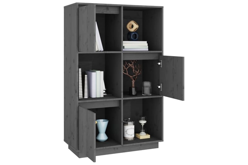 beBasic Highboard grå 74x35x117 cm heltre furu - GrÃ¥ - Oppbevaring - Skap - Oppbevaringsskap