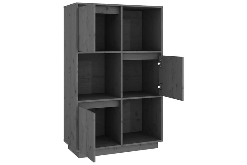 beBasic Highboard grå 74x35x117 cm heltre furu - GrÃ¥ - Oppbevaring - Skap - Oppbevaringsskap