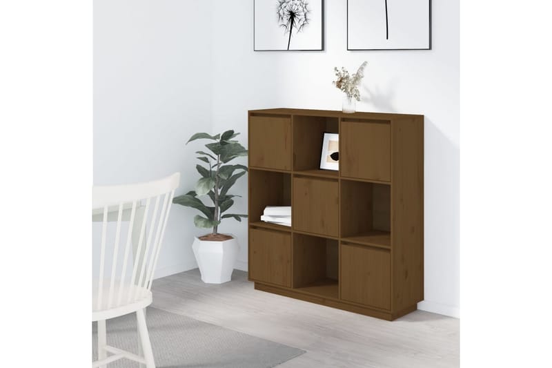 beBasic Highboard honningbrun 110,5x35x117 cm heltre furu - Brun - Oppbevaring - Skap - Oppbevaringsskap