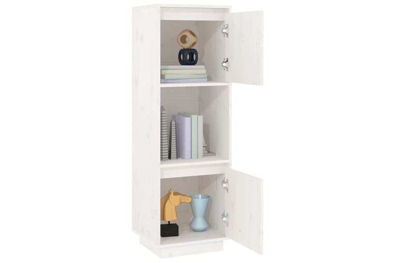 beBasic Highboard hvit 38x35x117 cm heltre furu - Hvit - Oppbevaring - Skap - Vitrineskap