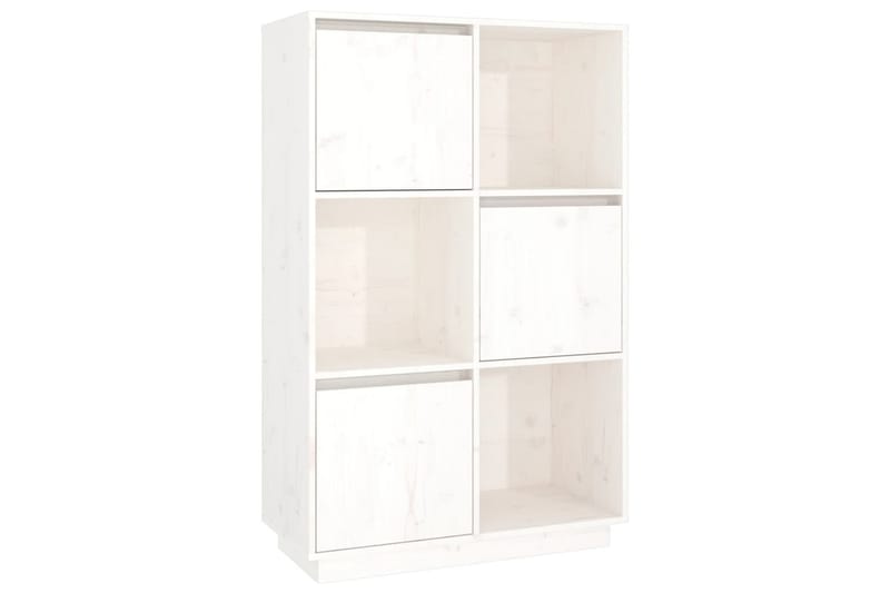 beBasic Highboard hvit 74x35x117 cm heltre furu - Hvit - Oppbevaring - Skap - Vitrineskap