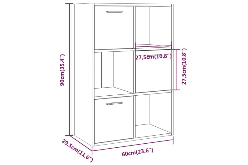 beBasic Oppbevaringsskap røkt eik 60x29,5x90 cm - Brun - Oppbevaring - Skap - Vitrineskap