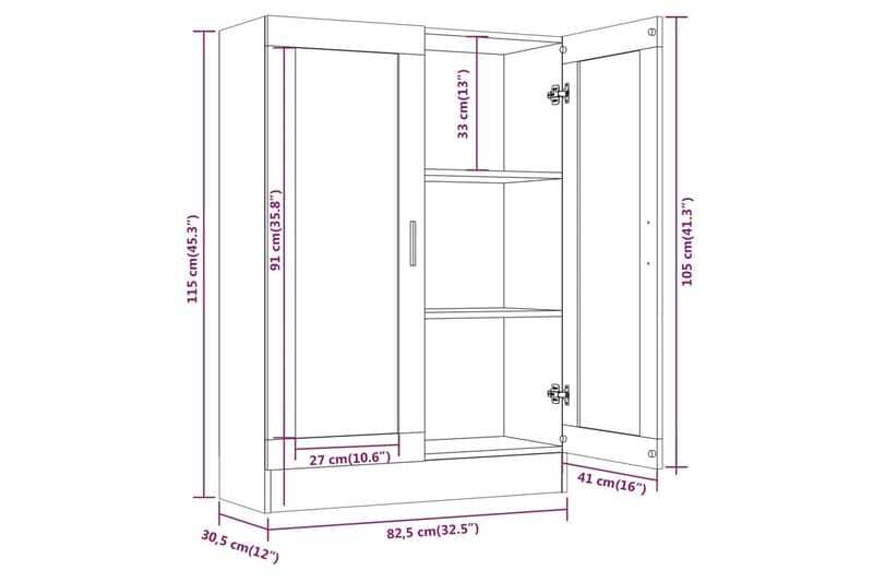 beBasic Vitrineskap grå sonoma 82,5x30,5x115 cm konstruert tre - GrÃ¥ - Vitrineskap