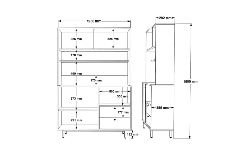 Donae Highboard - Eik/Antrasitt - Oppbevaring - Skap - Oppbevaringsskap