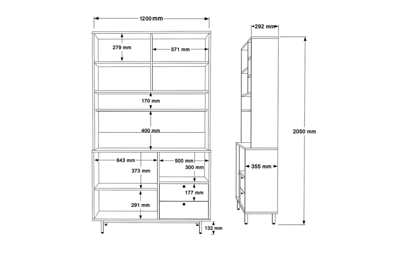 Donae Highboard - Eik/Grønn - Oppbevaring - Skap - Oppbevaringsskap