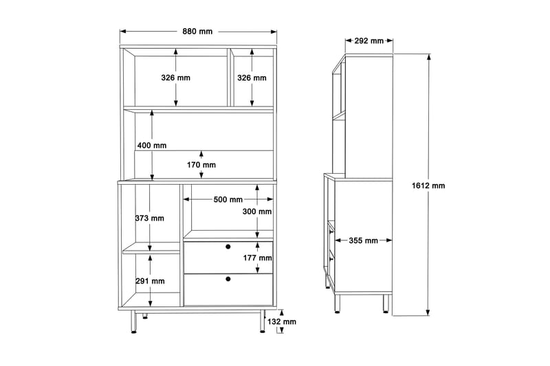 Donae Highboard - Eik/Hvit - Oppbevaring - Skap - Oppbevaringsskap