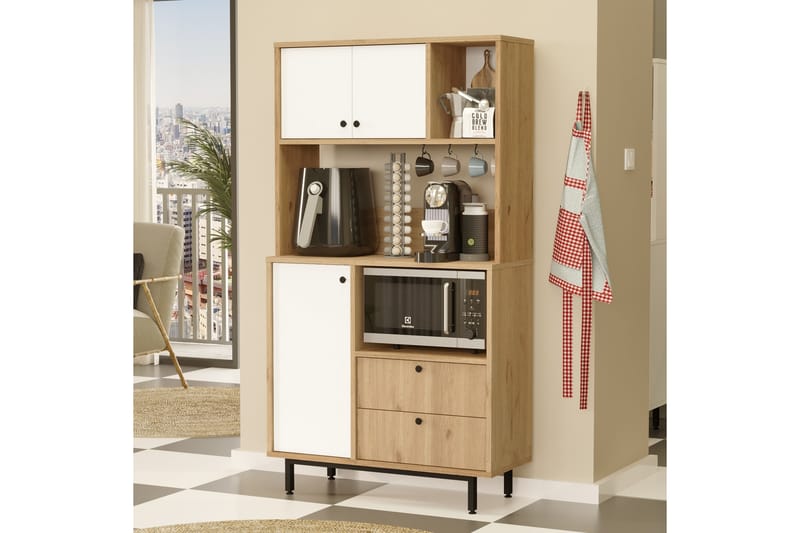 Donae Highboard - Eik/Hvit - Oppbevaring - Skap - Oppbevaringsskap