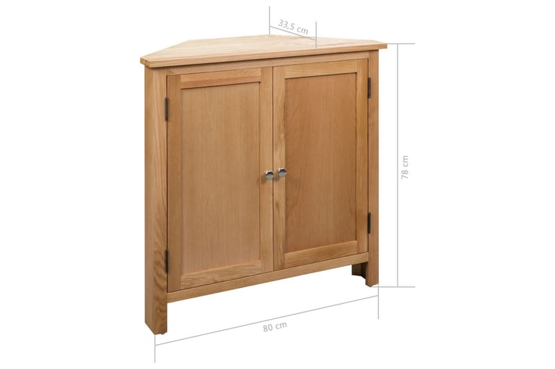 Hjørneskap 80x33,5x78 cm heltre eik - Oppbevaring - Skap - Hjørneskap