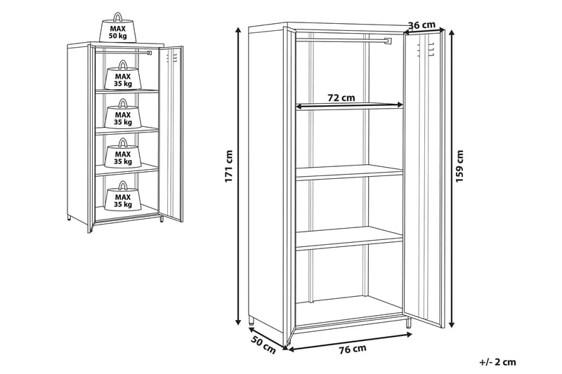 Padina Kontorskap 76x171 cm - Grå - Oppbevaring - Skap - Hjørneskap