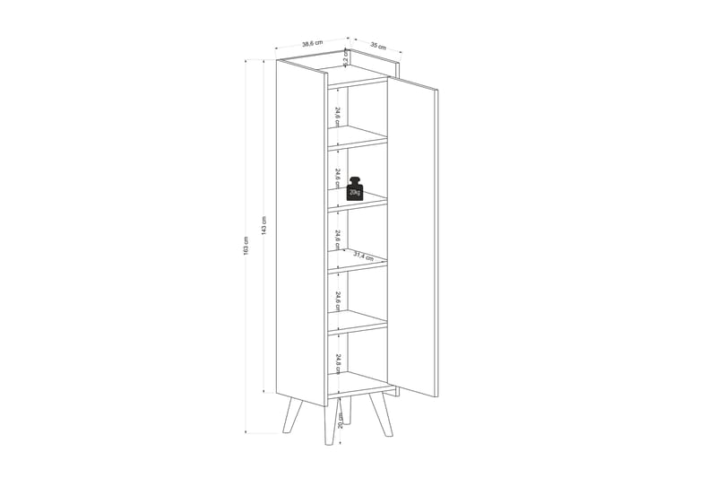 Andifli Oppbevaringsskap 38,6x163 cm - Antrasitt - Oppbevaring - Skap - Oppbevaringsskap