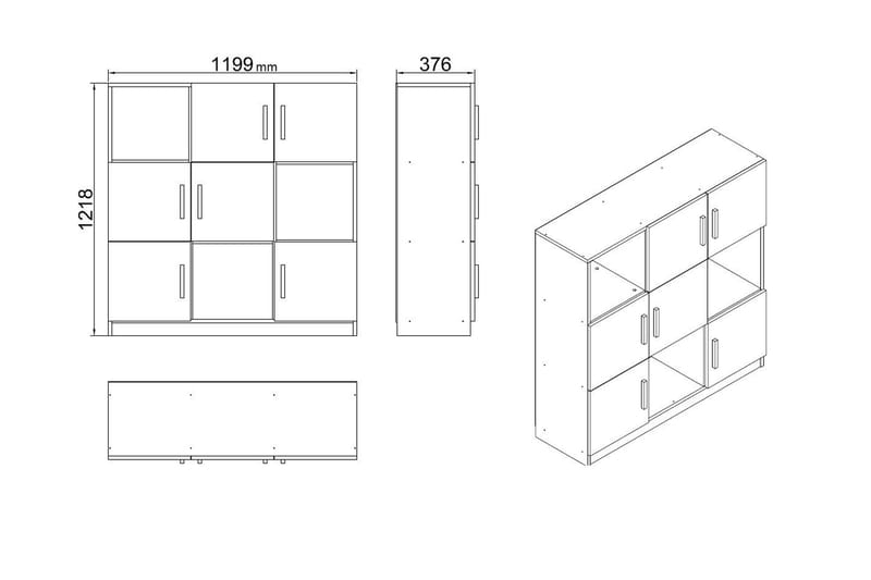 Celtigar Highboard 38x120 cm - Natur/Svart - Oppbevaring - Skap - Oppbevaringsskap