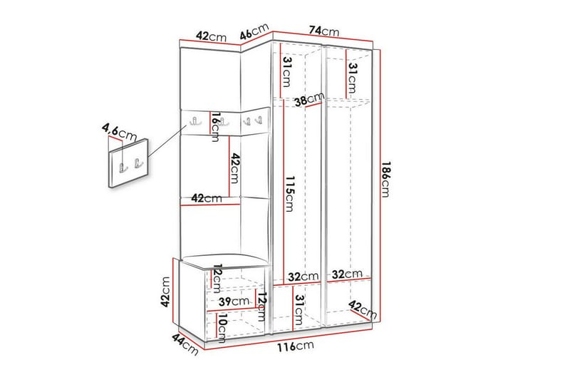 Dunvegan Highboard - Hvid - Oppbevaring - Skap - Oppbevaringsskap