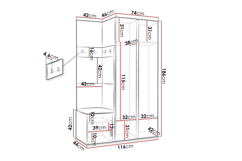 Dunvegan Highboard - Hvid - Oppbevaring - Skap - Oppbevaringsskap