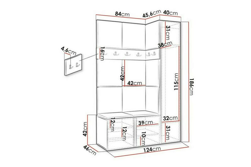 Dunvegan Highboard - Hvid - Oppbevaring - Skap - Oppbevaringsskap