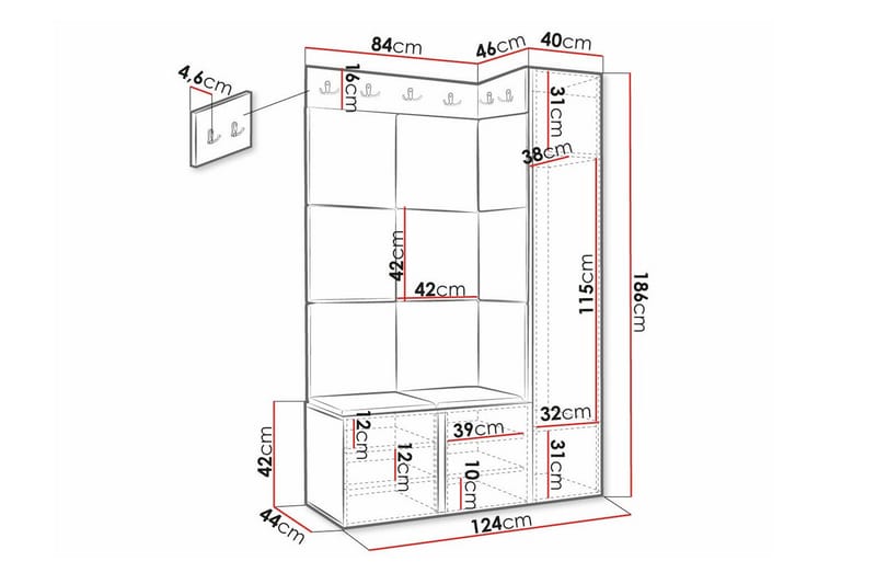 Dunvegan Highboard - Hvid - Oppbevaring - Skap - Oppbevaringsskap