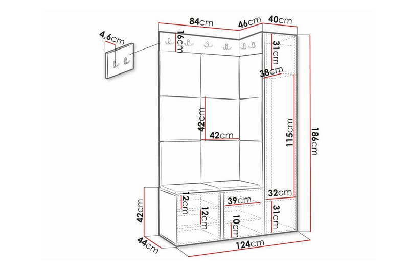 Dunvegan Highboard - Hvid - Oppbevaring - Skap - Oppbevaringsskap