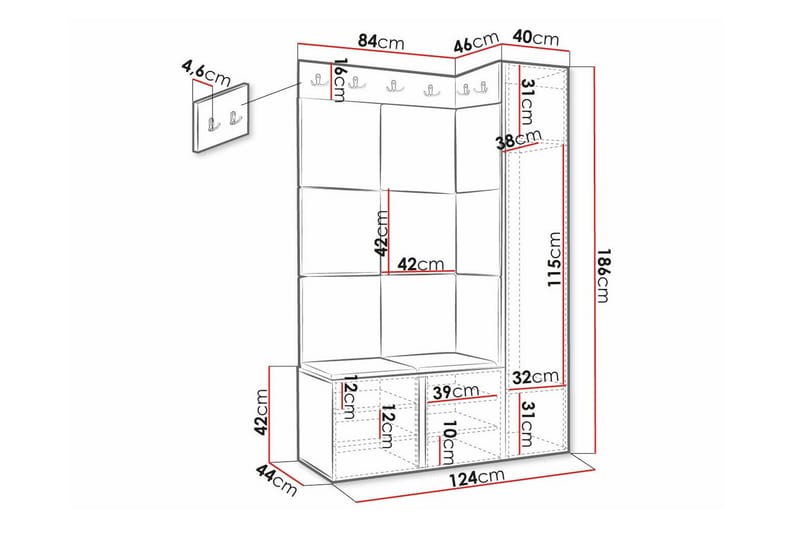 Dunvegan Highboard - Hvid - Oppbevaring - Skap - Oppbevaringsskap