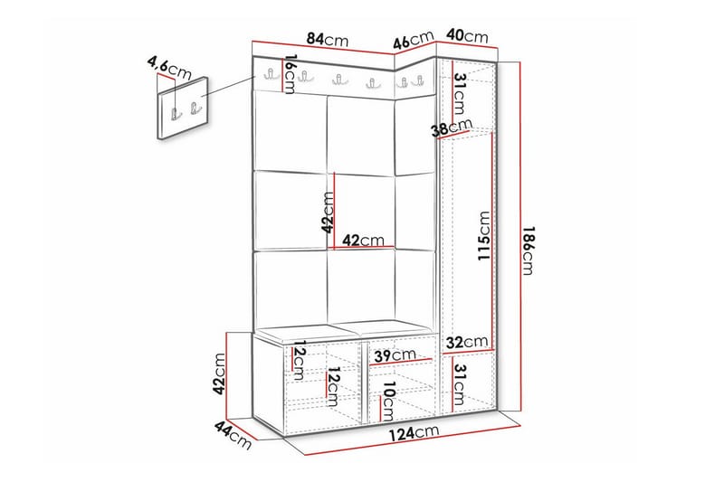 Dunvegan Highboard - Hvid - Oppbevaring - Skap - Oppbevaringsskap