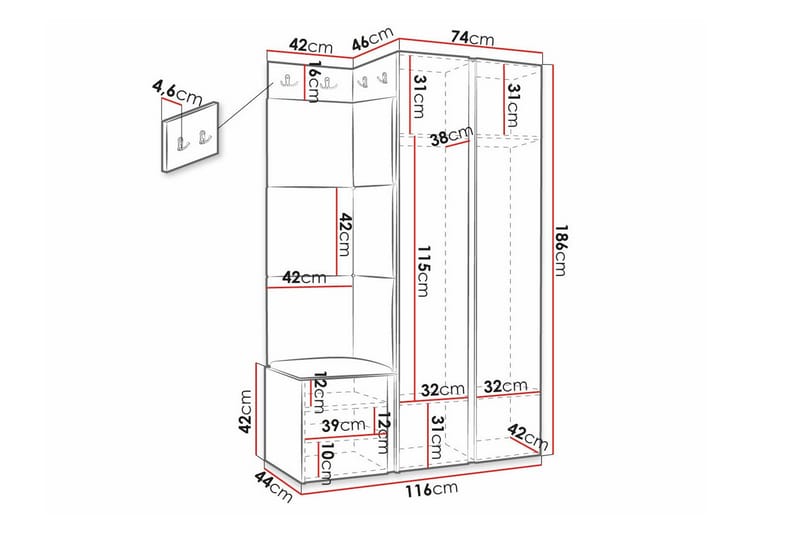 Dunvegan Highboard - Hvid - Oppbevaring - Skap - Oppbevaringsskap