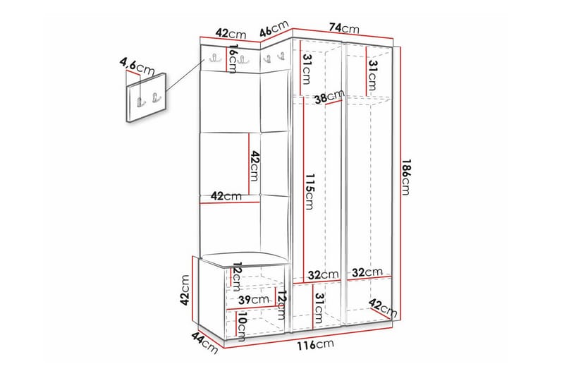 Dunvegan Highboard - Hvid - Oppbevaring - Skap - Oppbevaringsskap