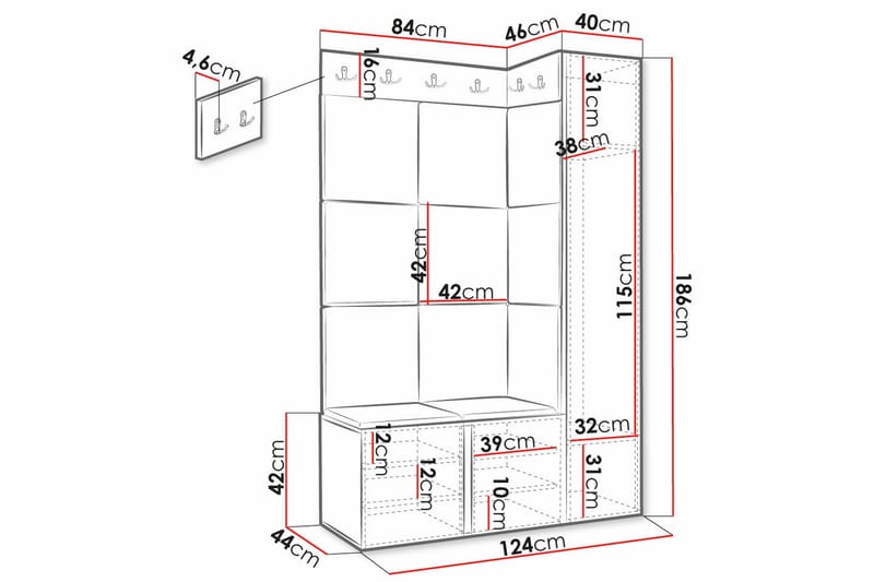 Dunvegan Highboard - Hvid - Oppbevaring - Skap - Oppbevaringsskap