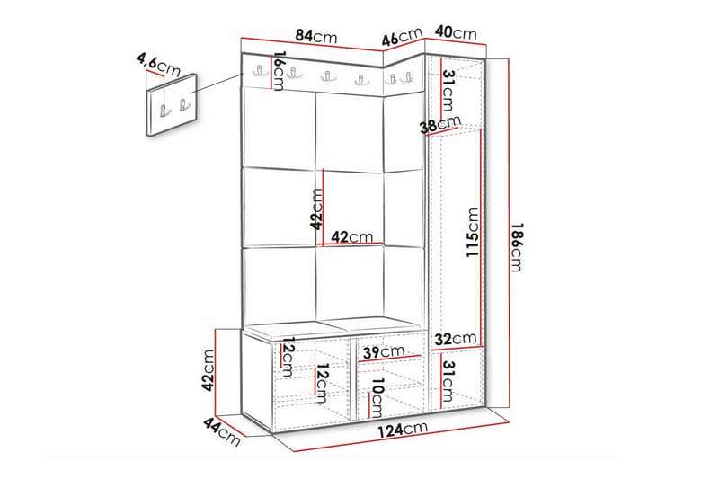 Dunvegan Highboard - Hvid - Oppbevaring - Skap - Oppbevaringsskap