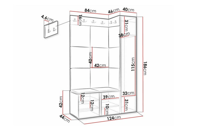 Dunvegan Highboard - Hvid - Oppbevaring - Skap - Oppbevaringsskap