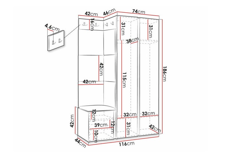 Dunvegan Highboard - Hvid - Oppbevaring - Skap - Oppbevaringsskap