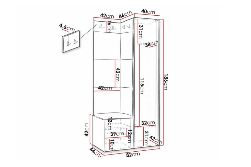 Dunvegan Highboard - Hvid - Oppbevaring - Skap - Oppbevaringsskap