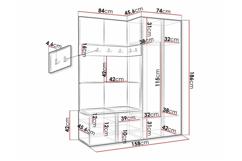 Dunvegan Highboard - Hvid - Oppbevaring - Skap - Oppbevaringsskap