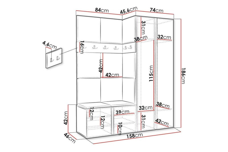 Dunvegan Highboard - Hvid - Oppbevaring - Skap - Oppbevaringsskap