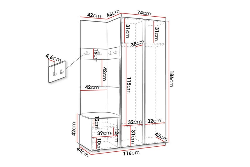 Dunvegan Highboard - Hvid - Oppbevaring - Skap - Oppbevaringsskap