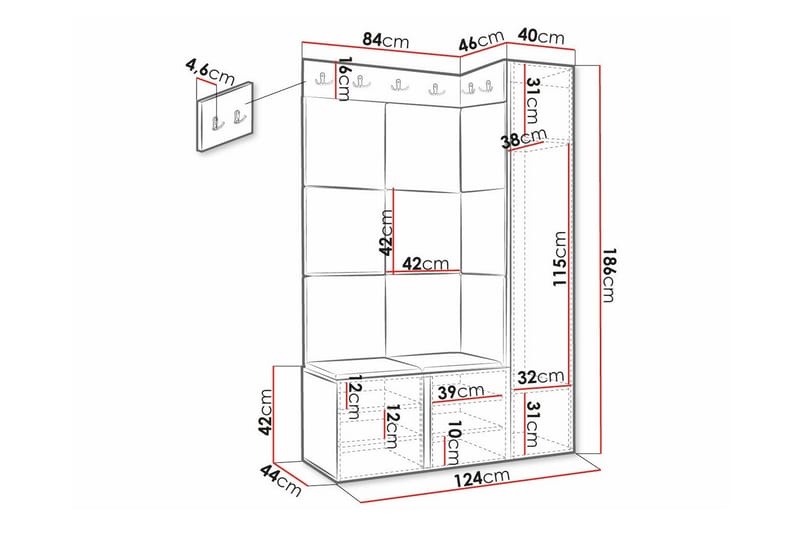 Dunvegan Highboard - Hvid - Oppbevaring - Skap - Oppbevaringsskap