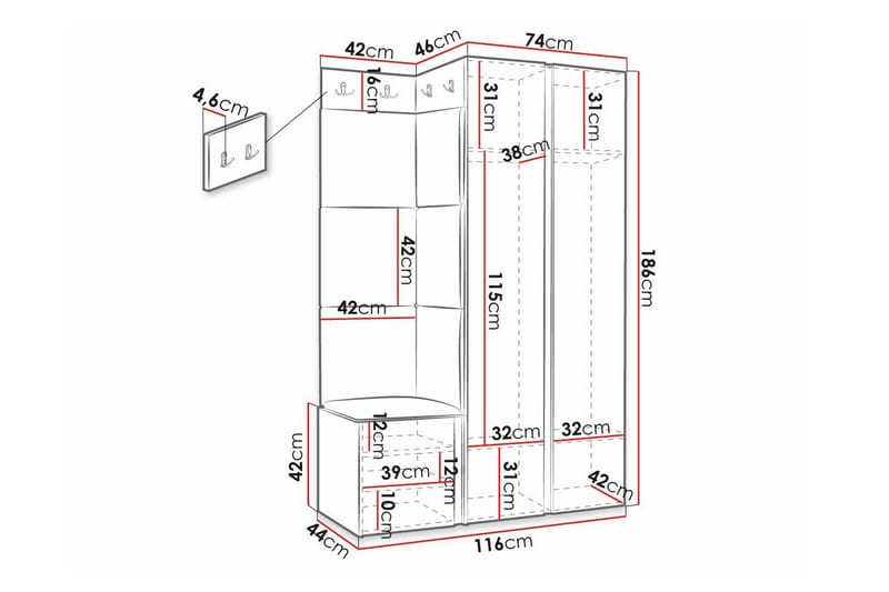 Dunvegan Highboard - Hvid - Oppbevaring - Skap - Oppbevaringsskap