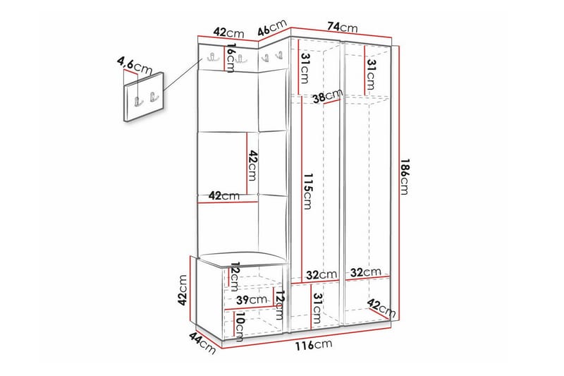 Dunvegan Highboard - Hvid - Oppbevaring - Skap - Oppbevaringsskap