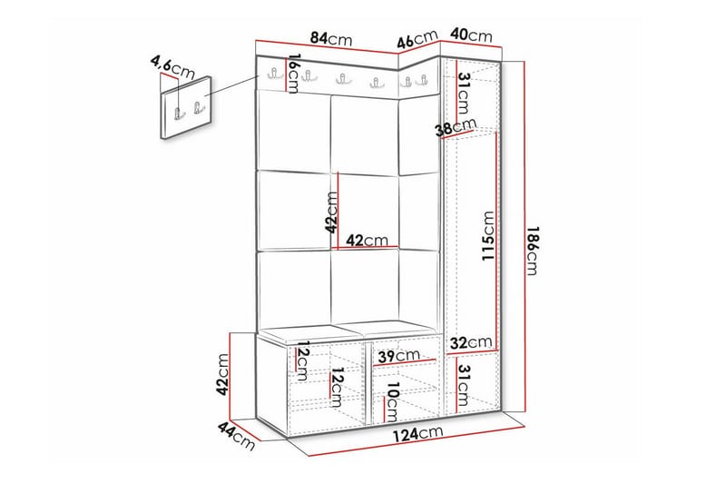 Dunvegan Highboard - Svart - Oppbevaring - Skap - Oppbevaringsskap