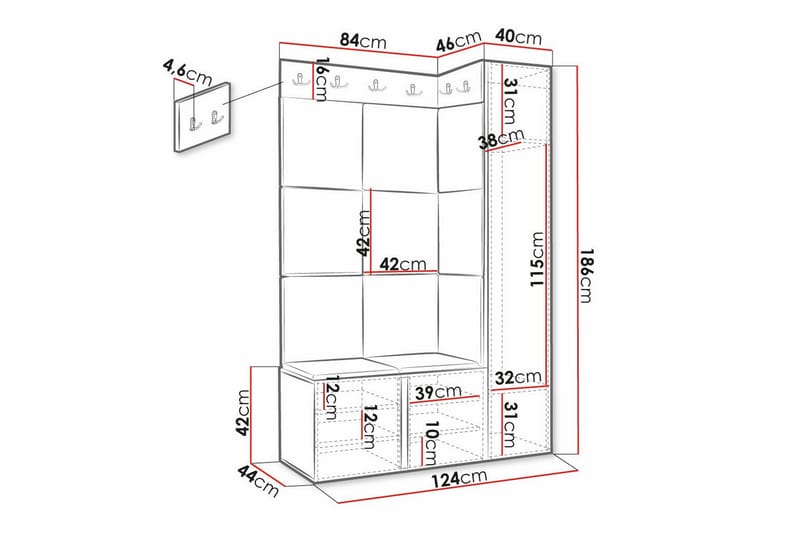 Dunvegan Highboard - Svart - Oppbevaring - Skap - Oppbevaringsskap