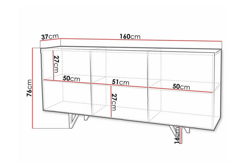 Glenndale Highboard - Hvid - Oppbevaring - Skap - Oppbevaringsskap