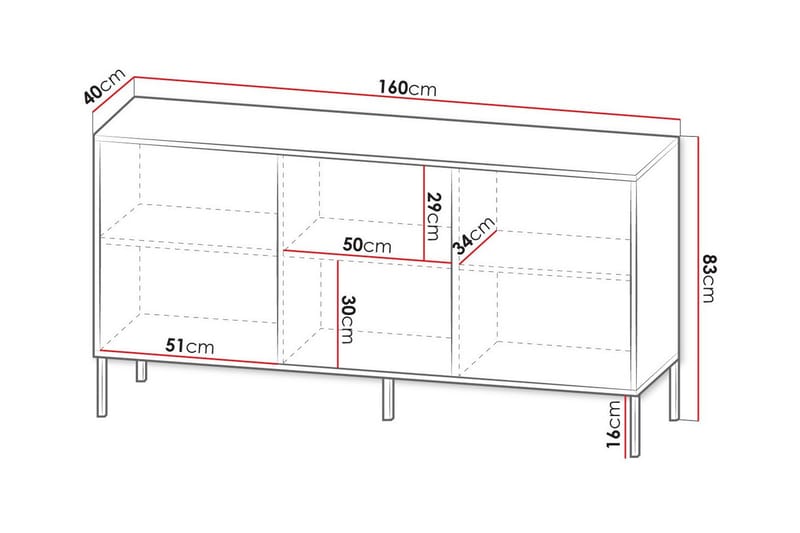 Glenndale Highboard - Hvid - Oppbevaring - Skap - Oppbevaringsskap