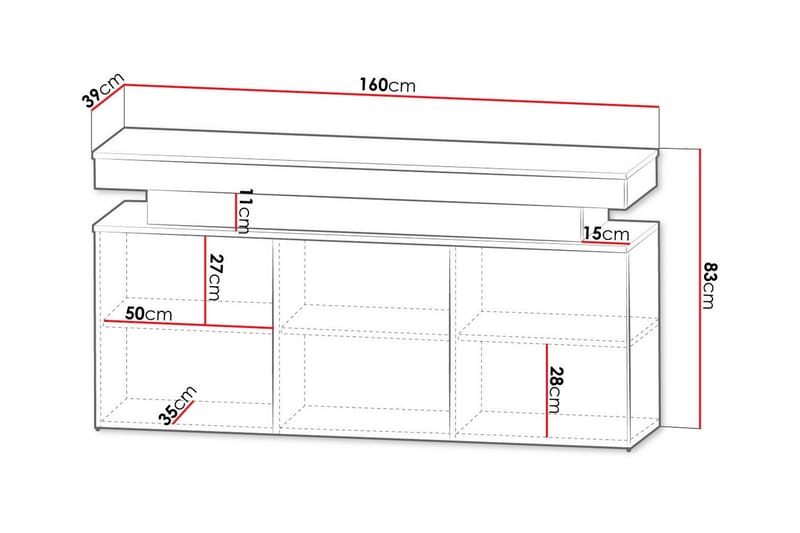 Glenndale Highboard - Hvid - Oppbevaring - Skap - Oppbevaringsskap