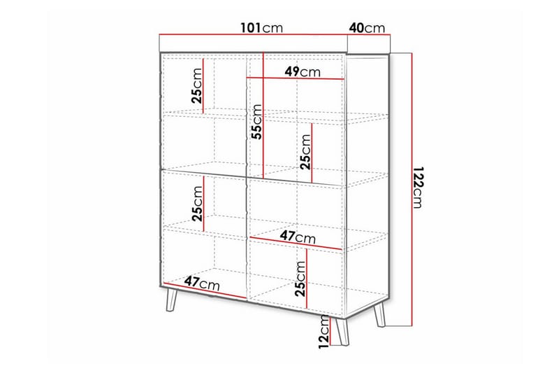 Juniskär Highboard - Hvid - Oppbevaring - Skap - Oppbevaringsskap