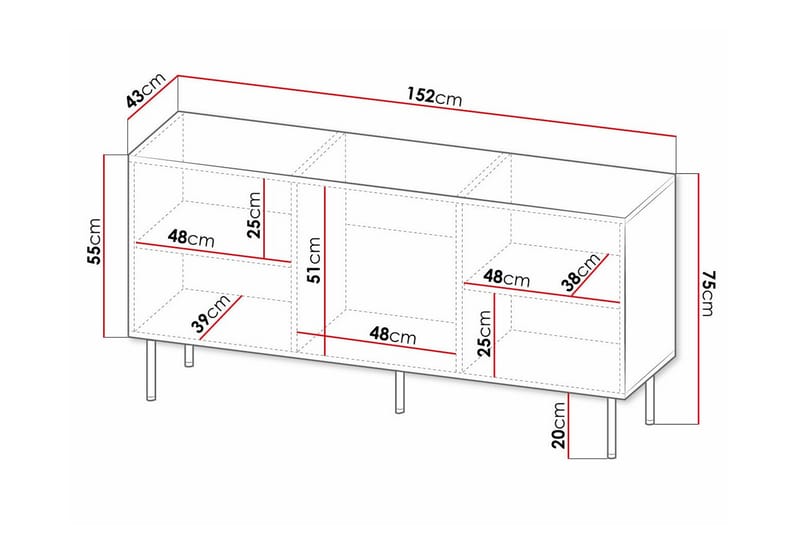 Juniskär Highboard - Hvid - Oppbevaring - Skap - Oppbevaringsskap