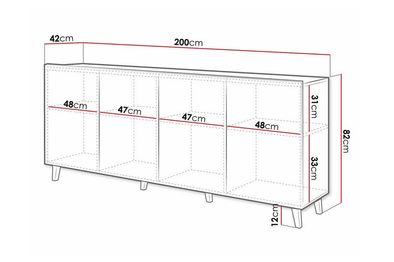 Juniskär Highboard - Hvid - Oppbevaring - Skap - Oppbevaringsskap