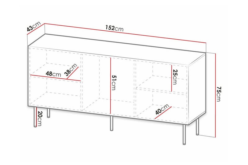 Juniskär Highboard - Hvid - Oppbevaring - Skap - Oppbevaringsskap