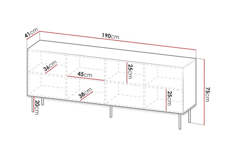 Juniskär Highboard - Hvid - Oppbevaring - Skap - Oppbevaringsskap